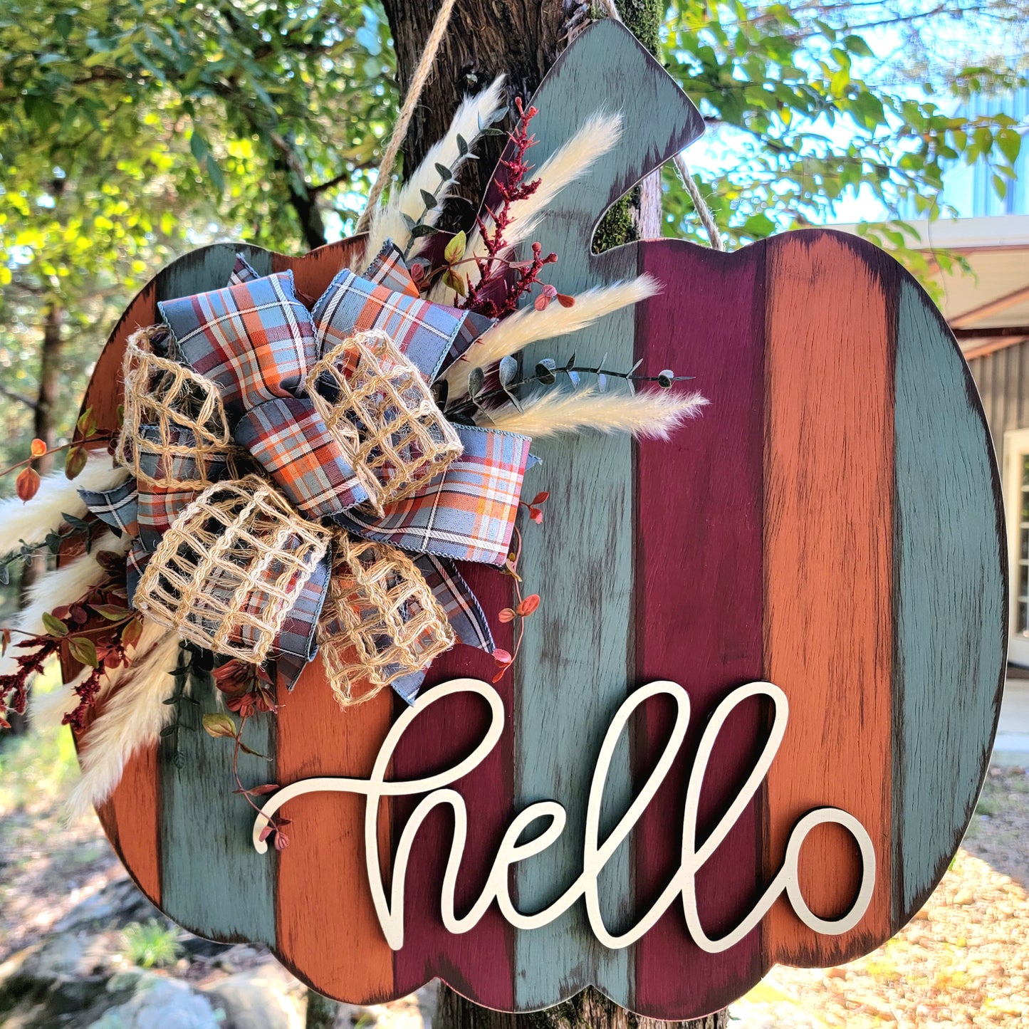 Fall Shiplap Pumpkin Round