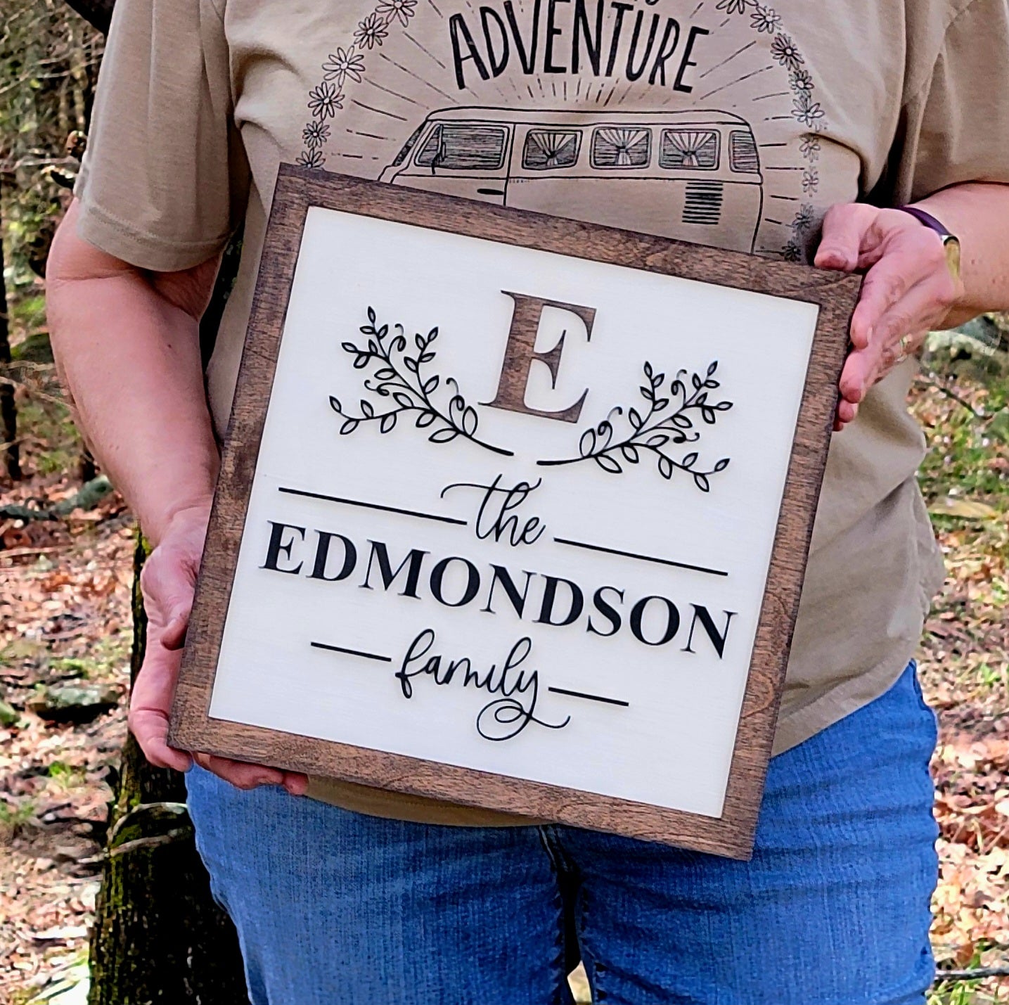 Square Wood Canvas Monogram Sign