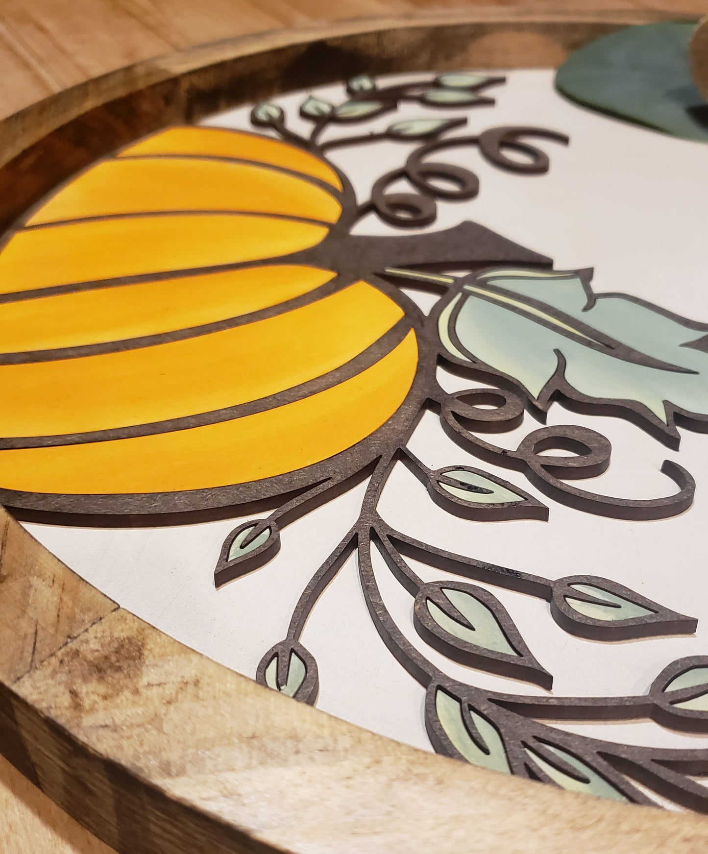 Autumn Pumpkin with Bow and Greenery