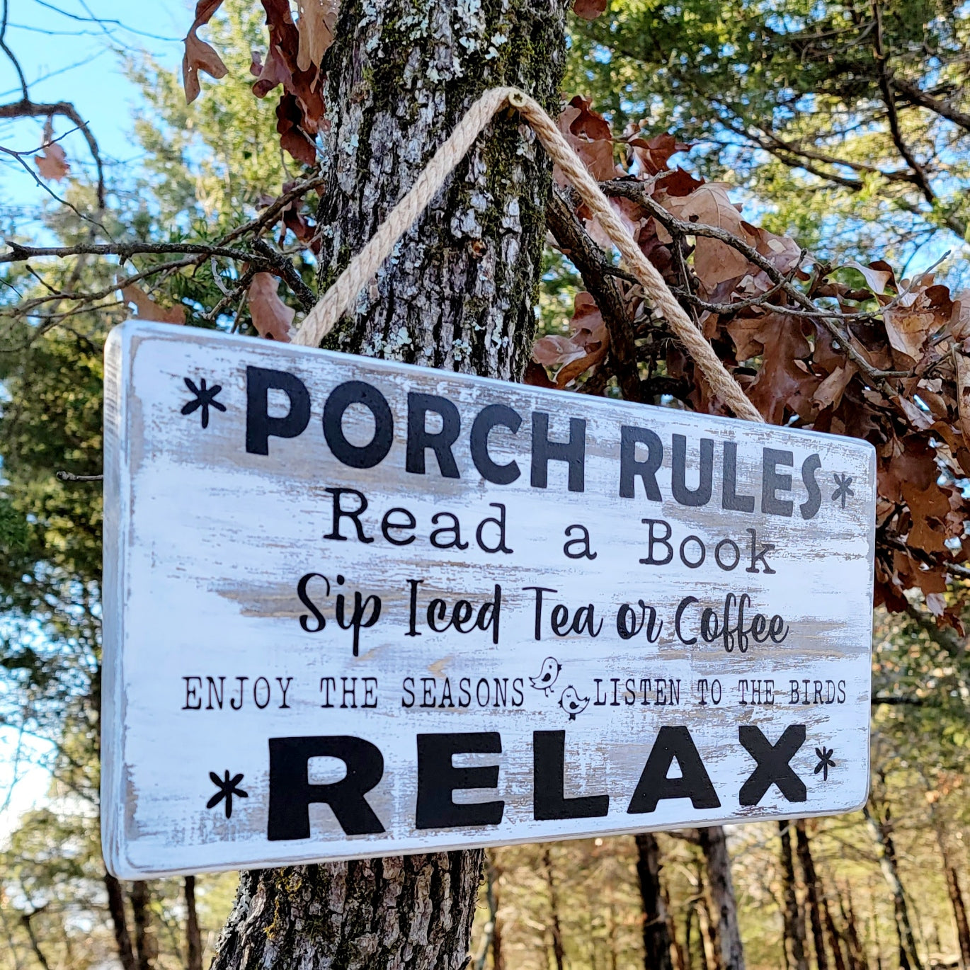 Porch Rules Wooden Sign