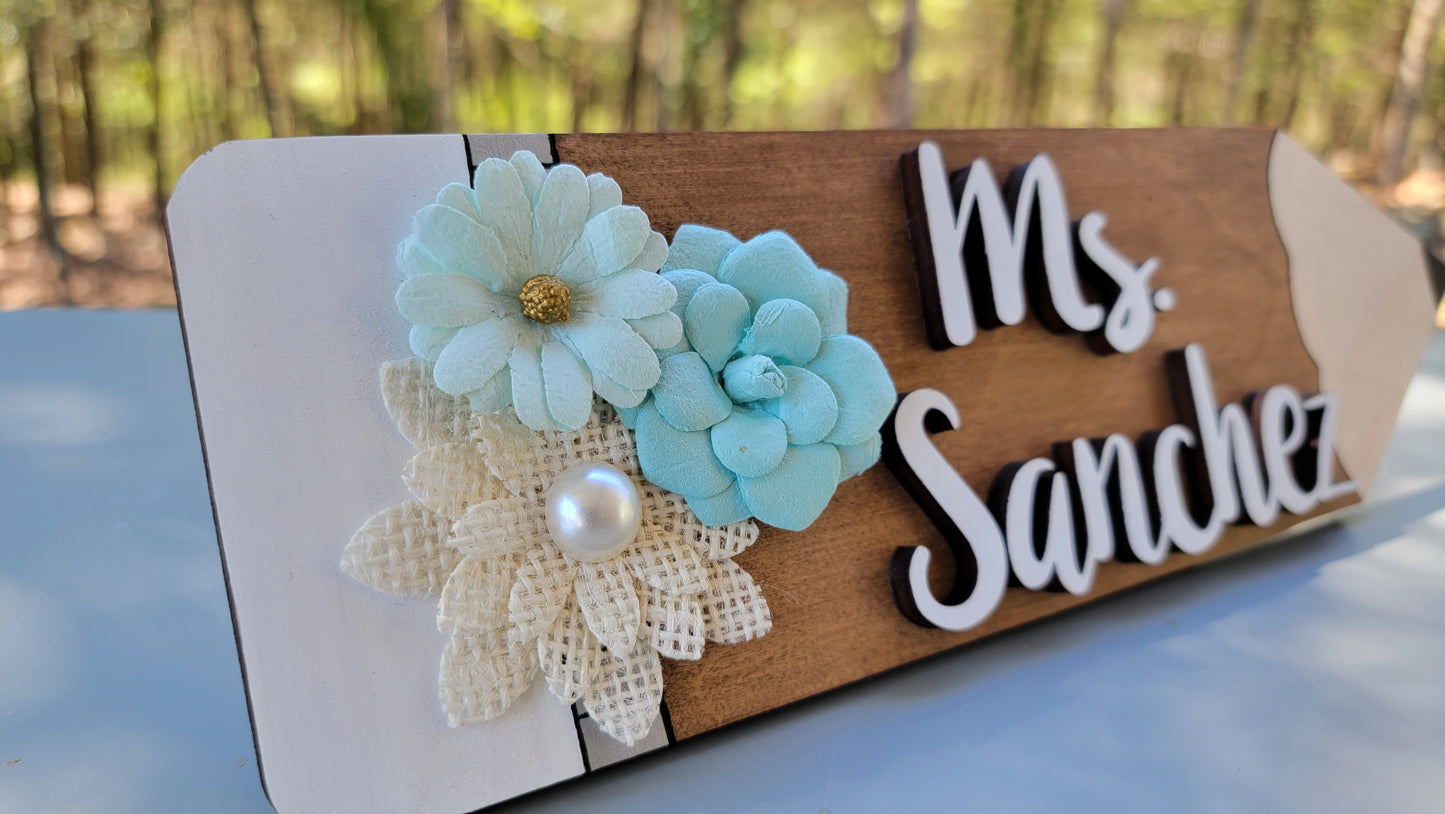 Boho Pencil Name Plate