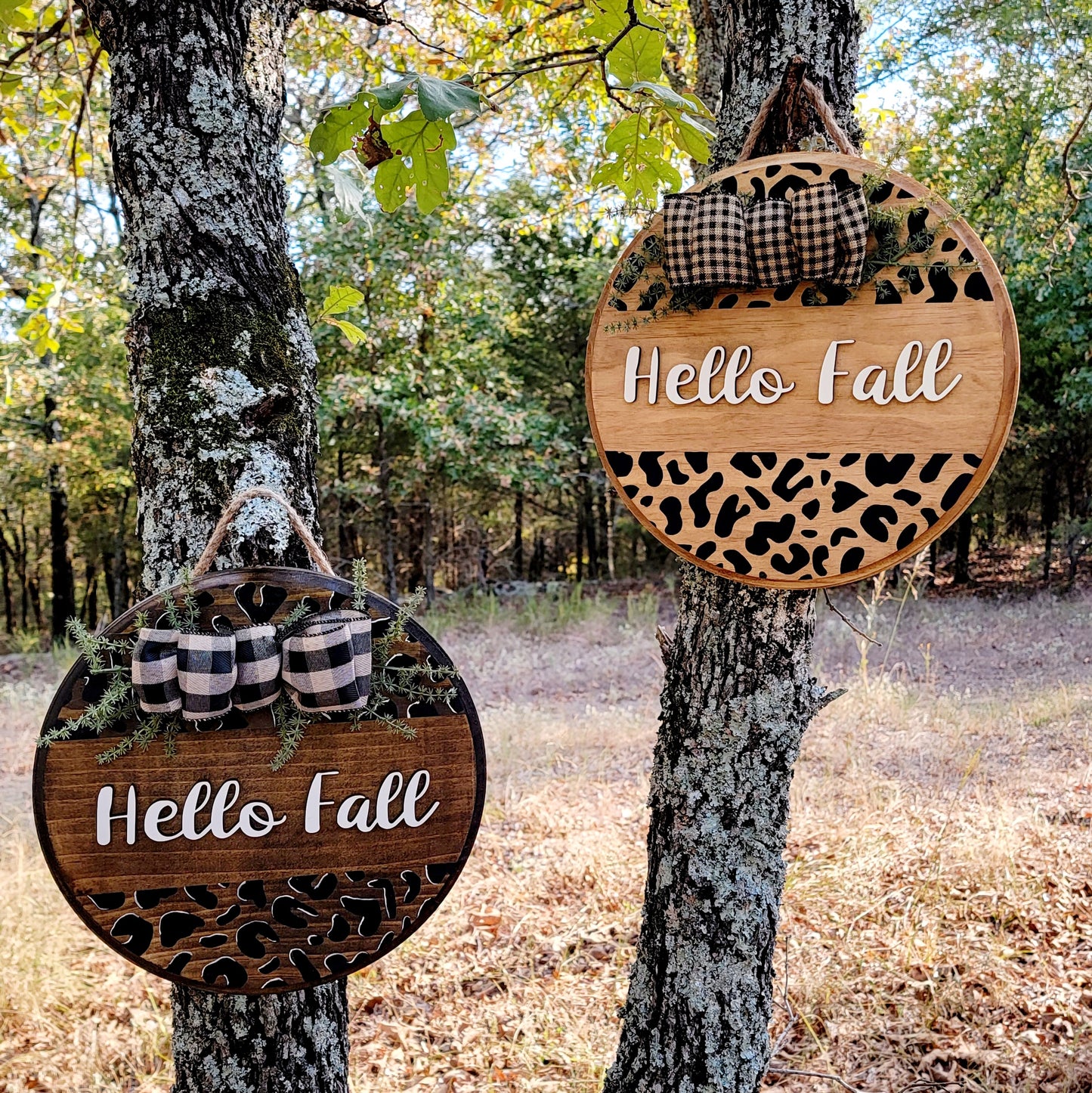 Cheetah Print "Hello Fall" Round