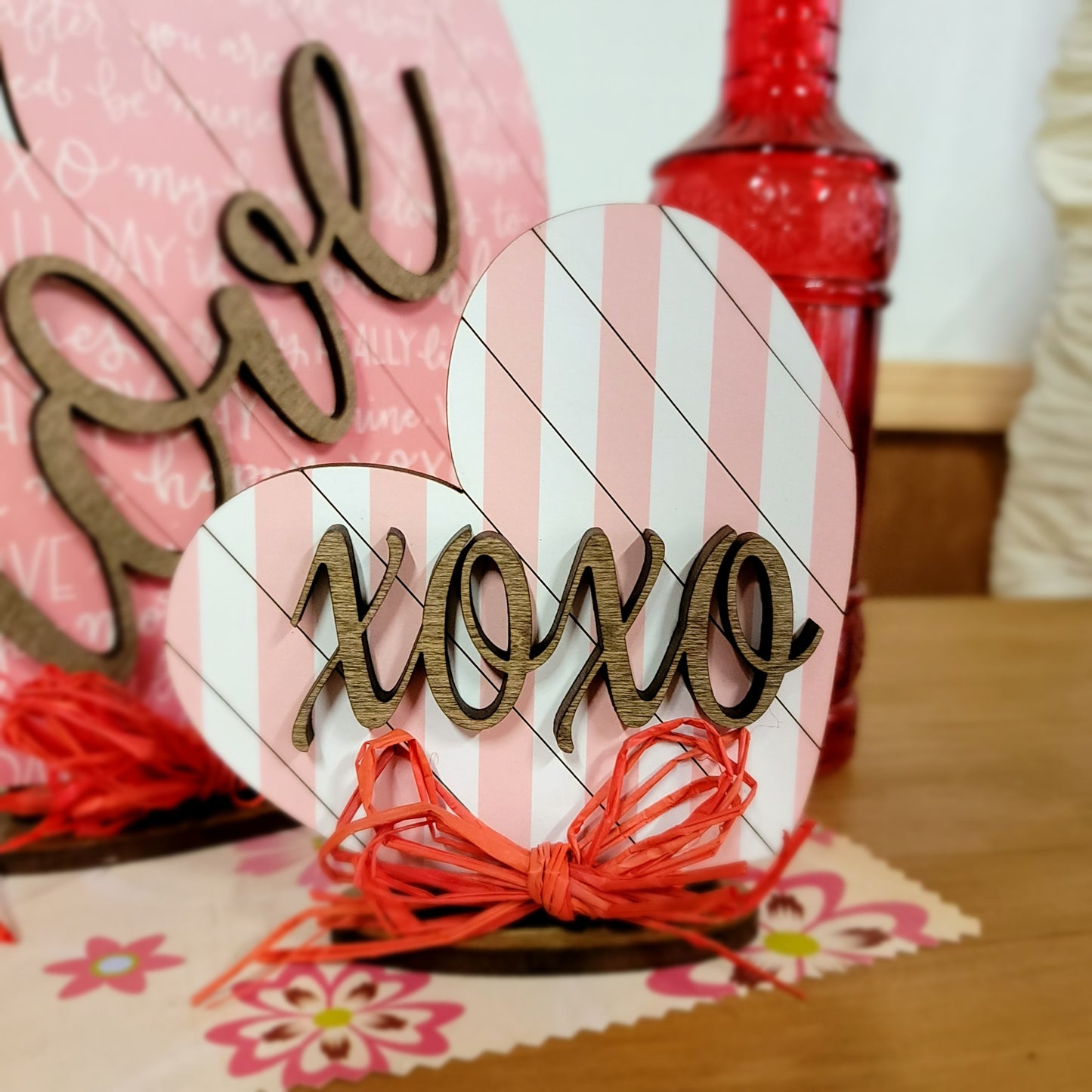 Wood Heart Shelf Sitter Set