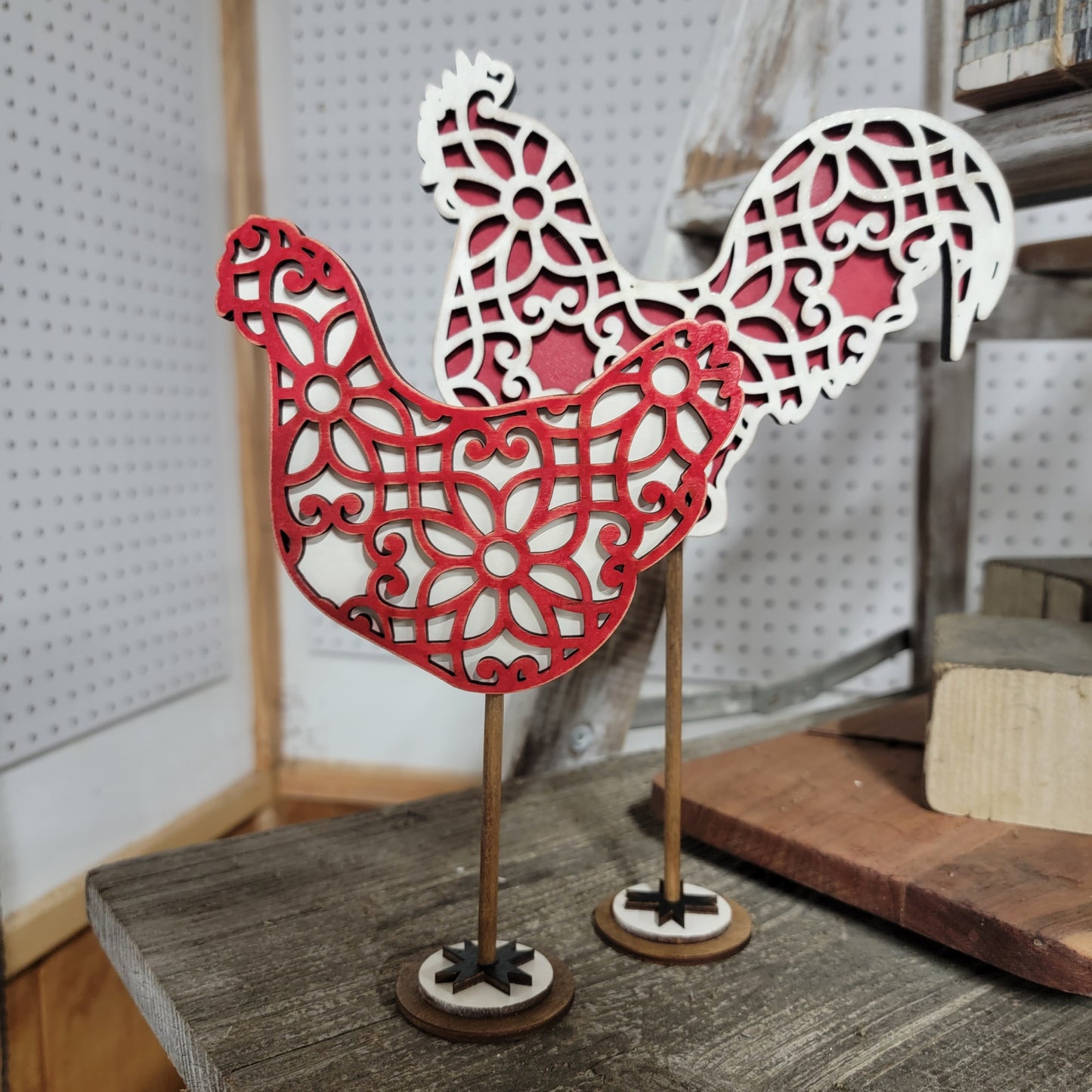 Rooster & Chicken Shelf Sitters