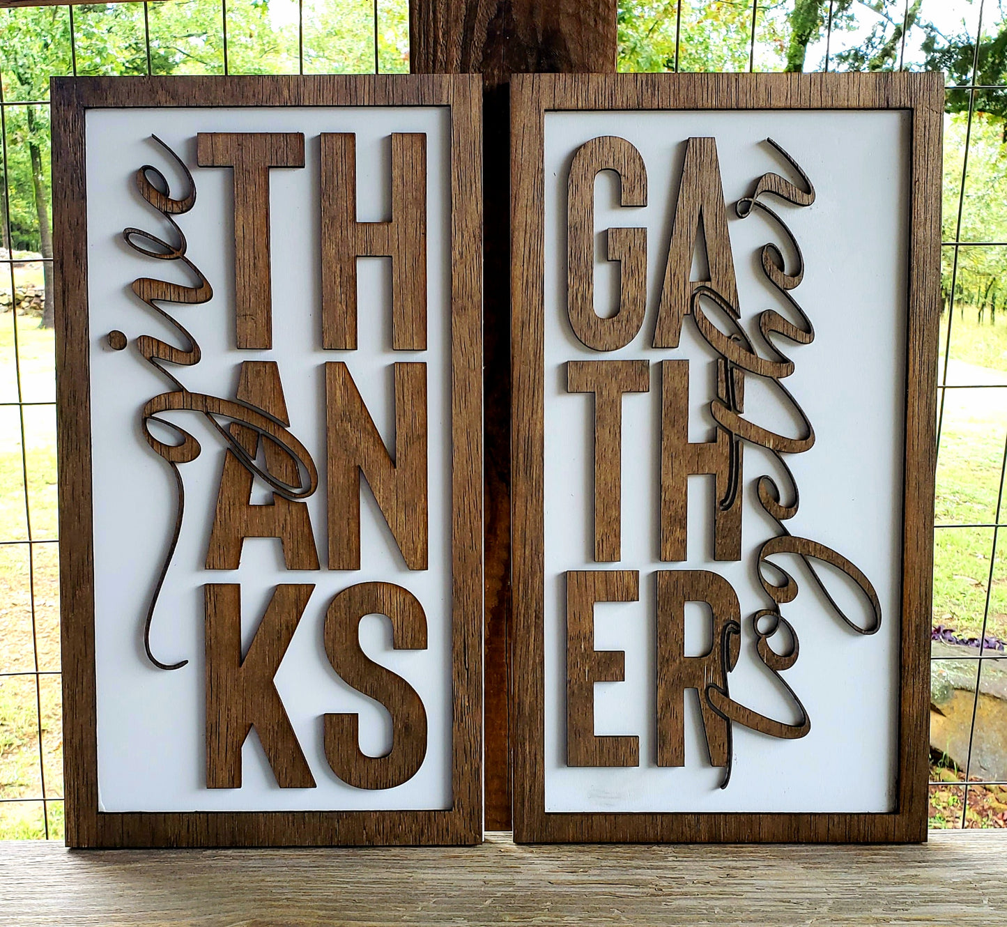 Thankful & Gather Inlayed Signs