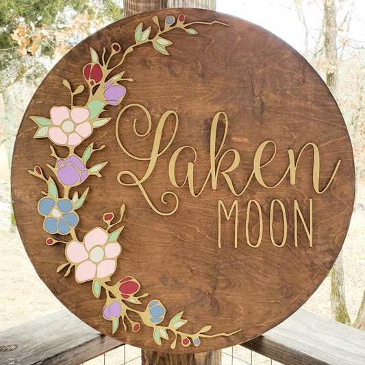 The "Laken" Round Name Sign