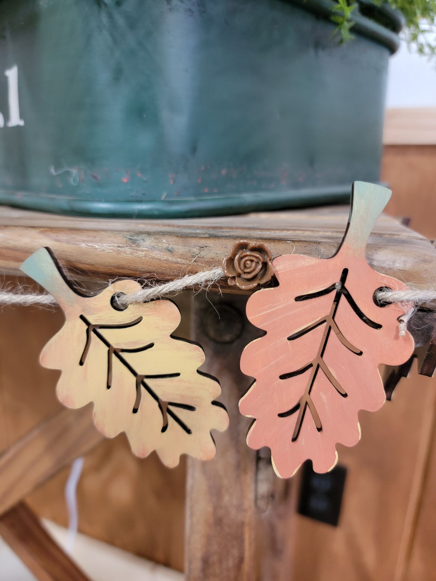 Wooden Maple & Oak Leaf Garland