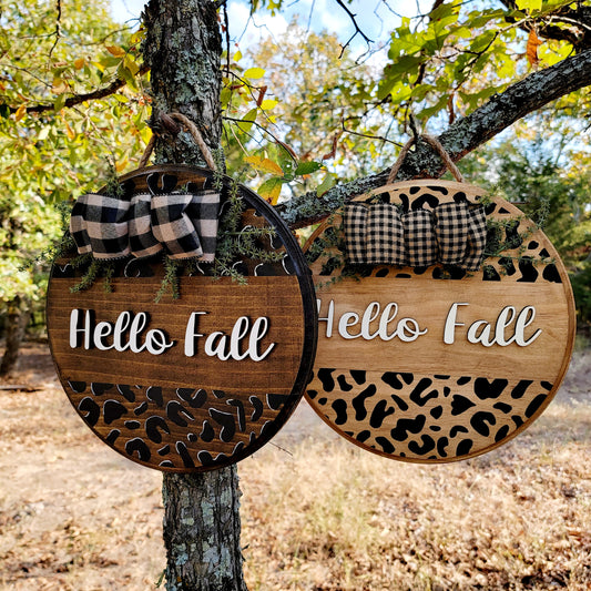 Cheetah Print "Hello Fall" Round