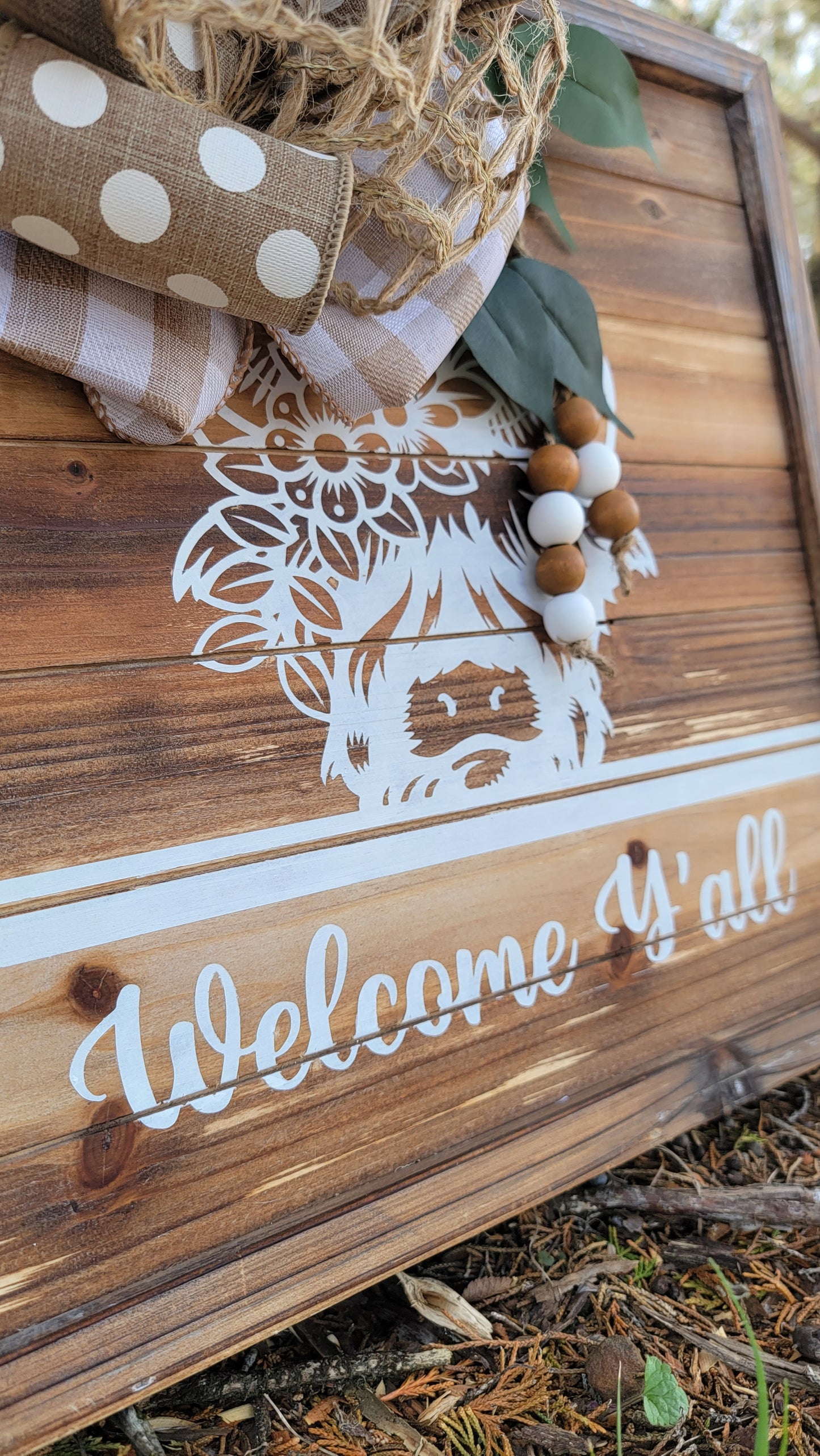 Highland Cow Welcome Sign